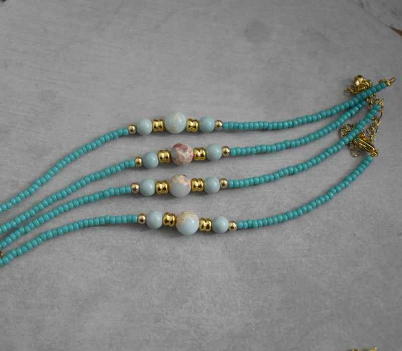 Turquoise Miyuki kralen armband dames Goud staal natuursteen kraal - Idhuna Jewels